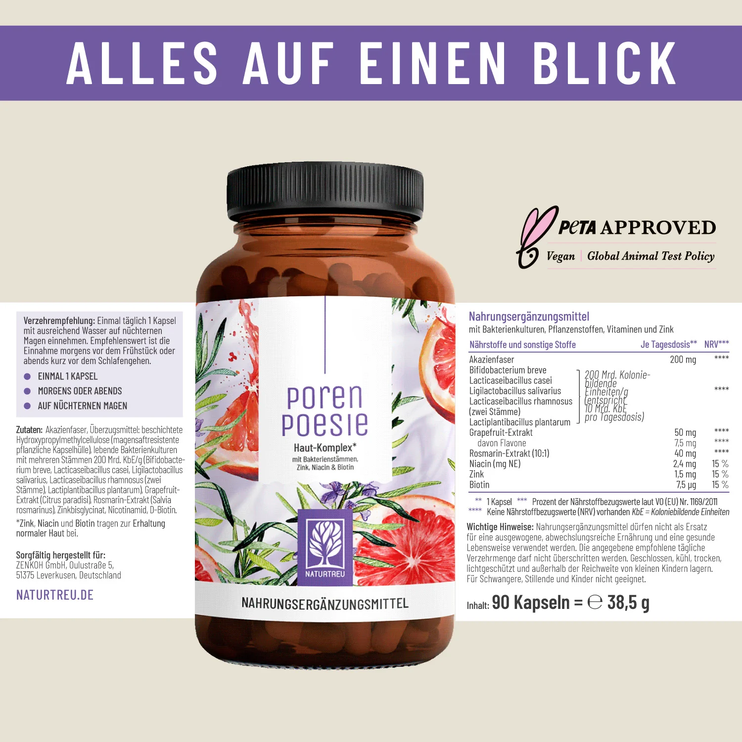 Porenpoesie: Haut-Komplex* mit Bakterienstämmen, Zink, Niacin & Biotin - Image 11
