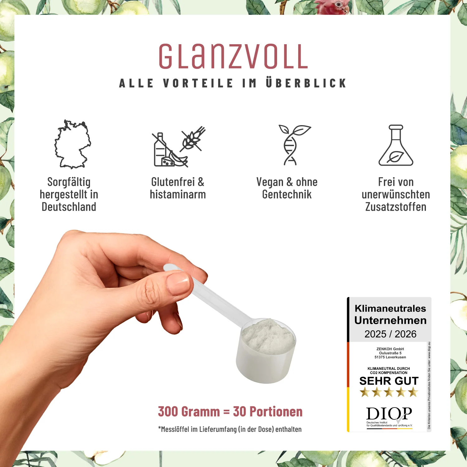 Glanzvoll: Vegane Kollagen-Bildungsunterstützung* mit Vitamin C, Hyaluron, Q10 & D-Biotin - Image 8